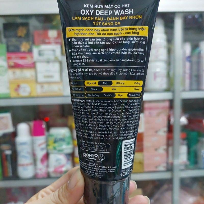 KEM RỬA MẶT CHO NAM GIÚP SẠCH SÂU NHỜN SÁNG DA OXY 100G, VỚI HẠT MASSAGE THAN ĐEN