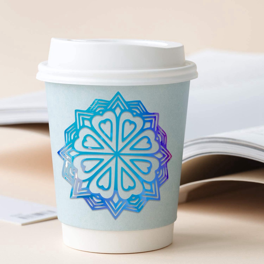 YIYU Sticker vinyl màu hologram bóng chống thấm nước dán trang trí kèm dụng cụ cắt thủ công độc đáo