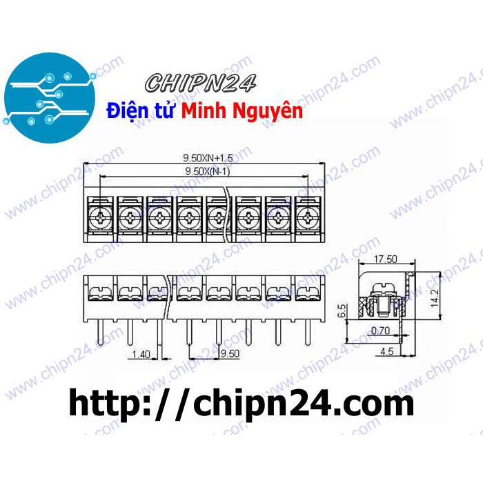 [2 CÁI] Domino HB9500 6P (9.5MM)