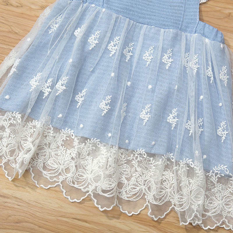 Đầm Cotton Thêu Ren Cho Bé Gái