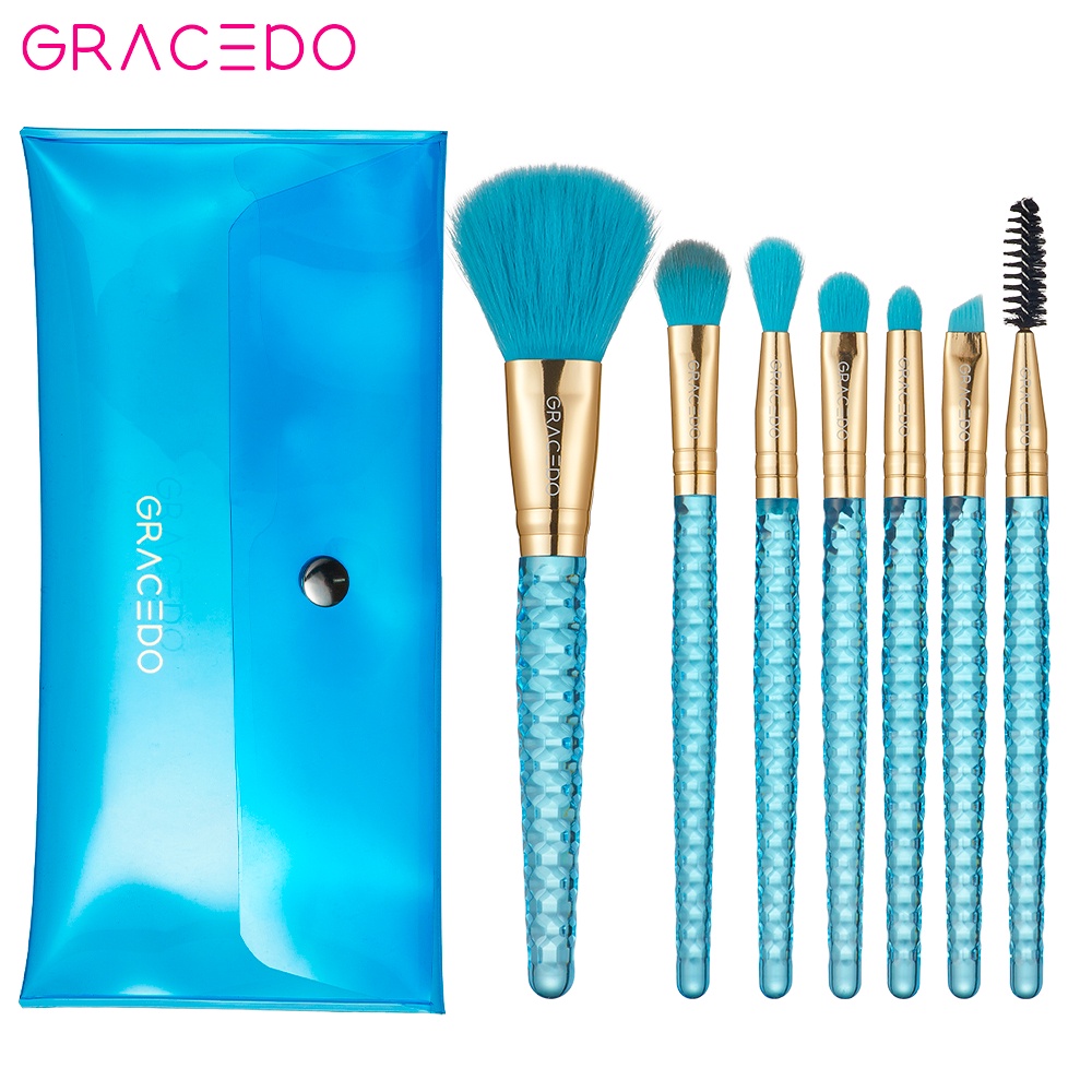 GRACEDO bộ cọ trang điểm đầy đủ Chuyên Nghiệp Màu Trắng 7 Chiếc Dụng Cụ Trang Điểm Siêu Mềm Cầm Tay Cho Phấn Nền Và Phấn Mắt