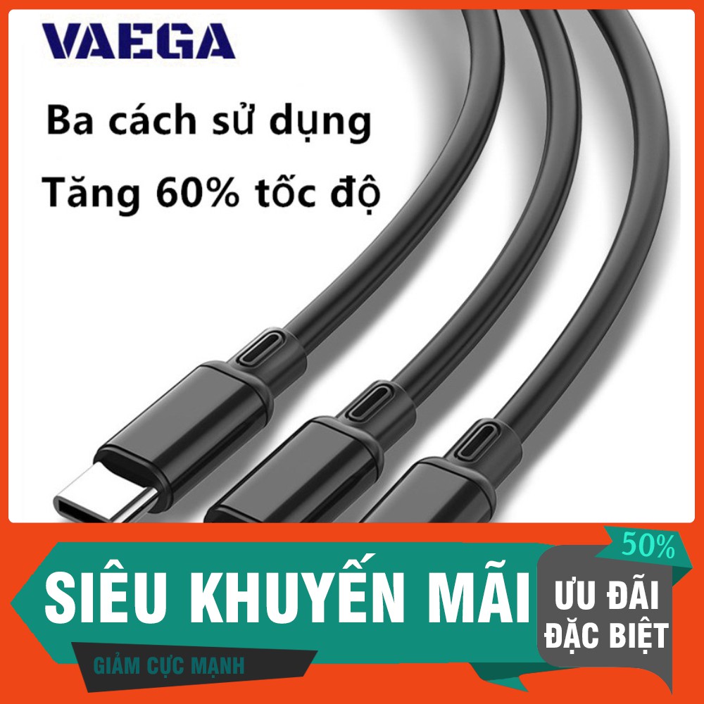 Cáp sạc dây rút 3 trong 1 thiết kế mới lạ, có thể kéo dài rút ngắn dễ dàng, 1 dây 3 đầu sạc Micro, Type-C, Lightning 5.0
