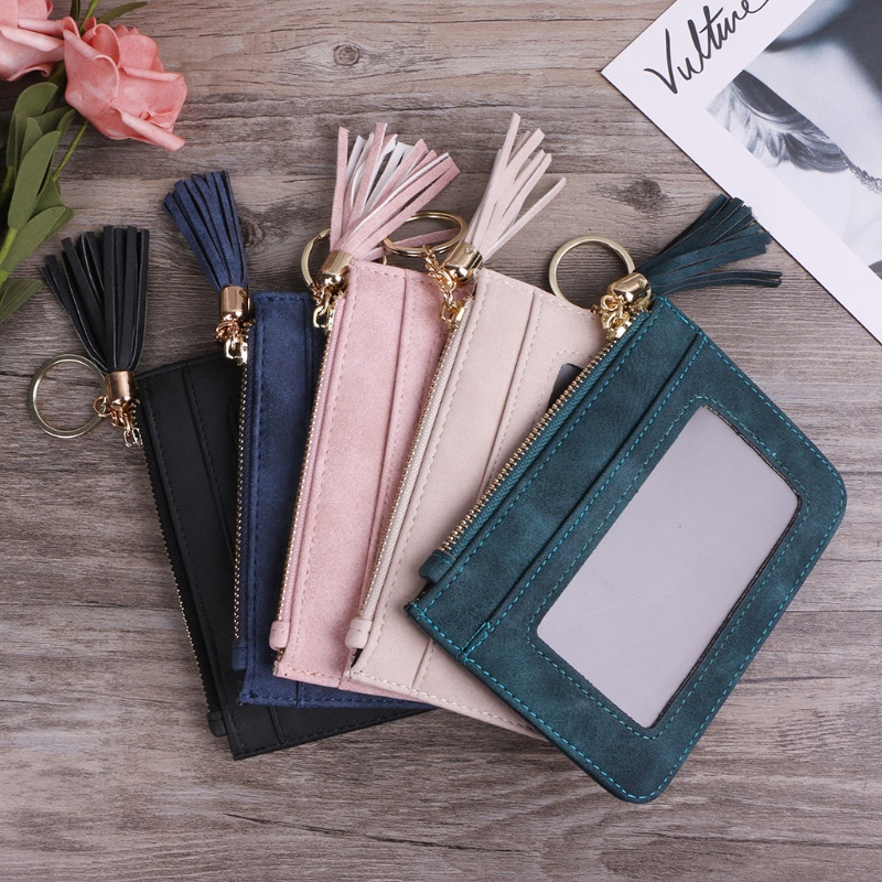 Ví Nữ Mini Giả Da Đính Núm Tua Xinh Xắn