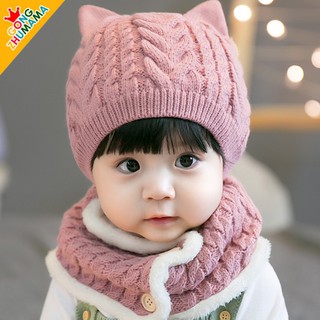 Nón Len, Mũ len kèm khăn tai mèo cực xinh cực kute cho bé, bao chất bao ấm luôn nhé các mẹ