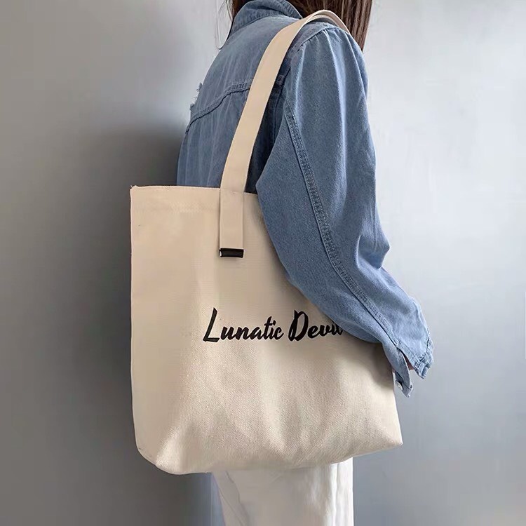 Túi tote vải canvas cao cấp Lunatic Devil khổ vuông thiết kế sang trọng hàng cực hot