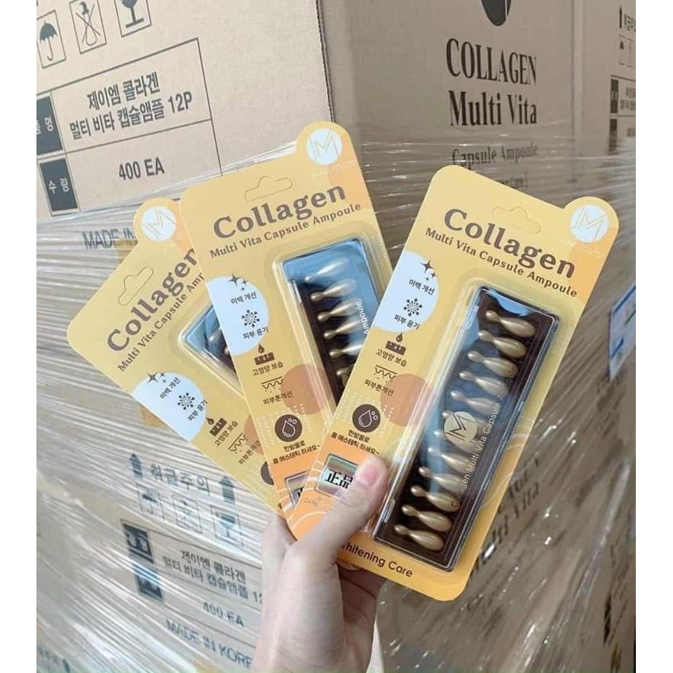 (Vỉ 12 viên) Collagen tươi chống lão hóa JM Collagen Multi Vita Capsule Ampoule (12 viên x 400mg)