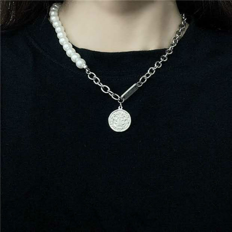 Dây chuyền Đính Ngọc Trai Nhân Tạo Phong Cách Đường Phố Hàn Quốc Độc Đáo