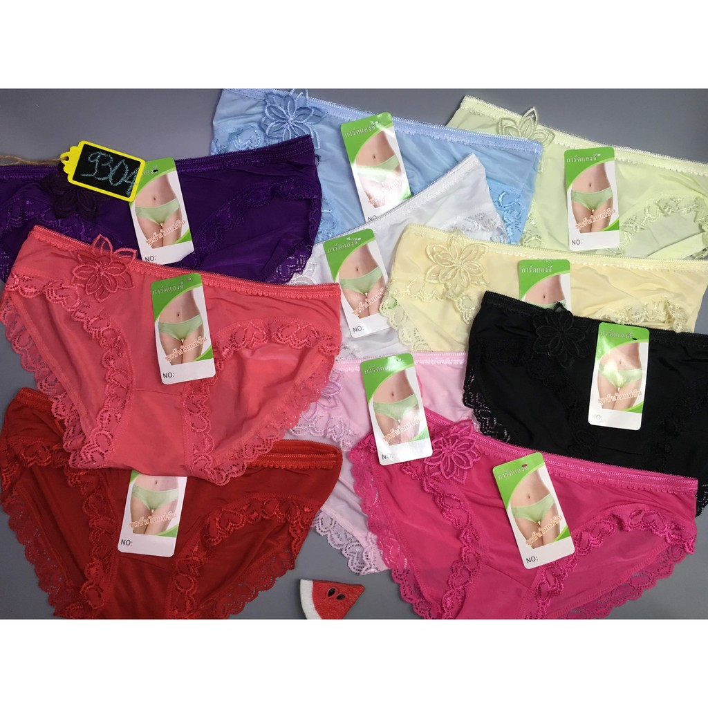 Combo 10 quần lót nữ thun lạnh phối ren MS9304 Freesize&lt;55kg