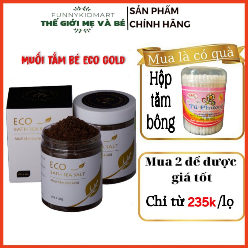 Muối tắm bé thảo dược Eco Gold 370g- Muối tắm bé sinh dược Eco Gold Tặng Tăm bông cho bé - MUỐI TẮM BÉ - hết rôm sảy