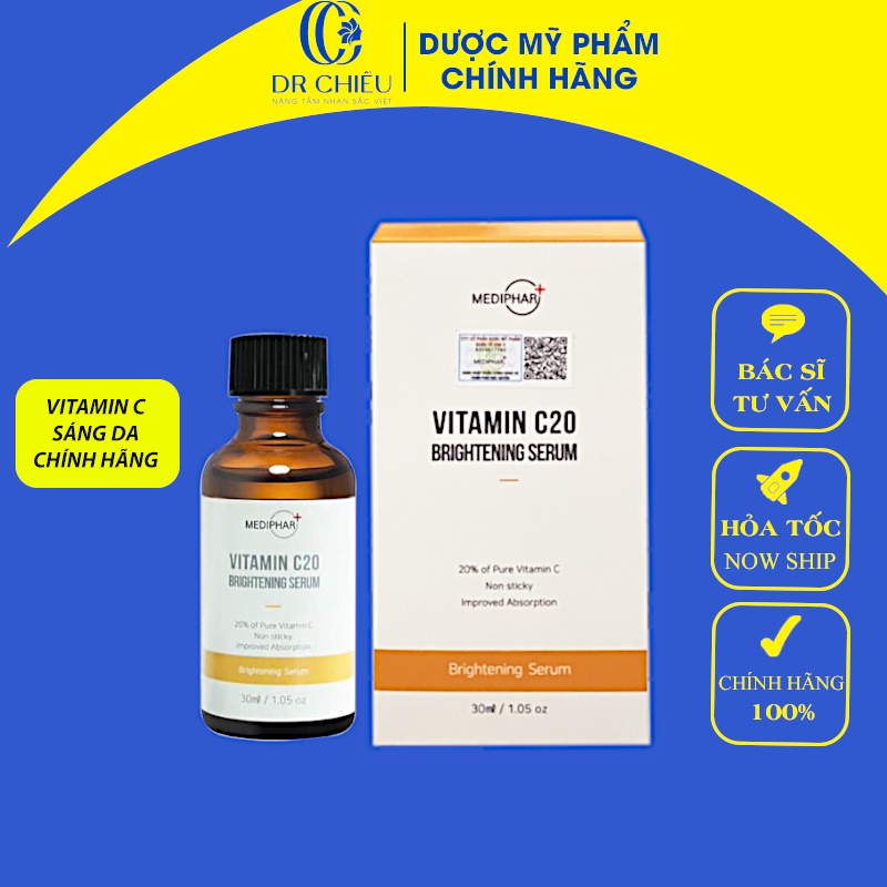 Serum Dưỡng Trắng Sáng Da  MEDIPHAR+ VITAMIN C 20 BRIGHTENING SERUM  Giảm Thâm Nám Sạm Da, Chống Lão Hóa