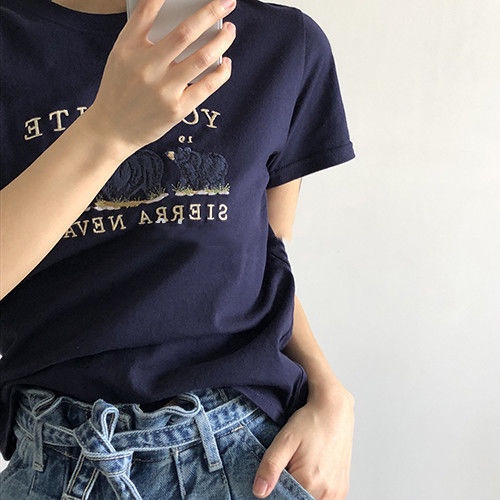 Áo thun COZOKC tay ngắn dáng ôm phong cách Hàn Quốc dễ phối đồ