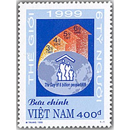 Tem sưu tập MS 810 Tem Việt Nam Thế giới 6 tỷ người 1999