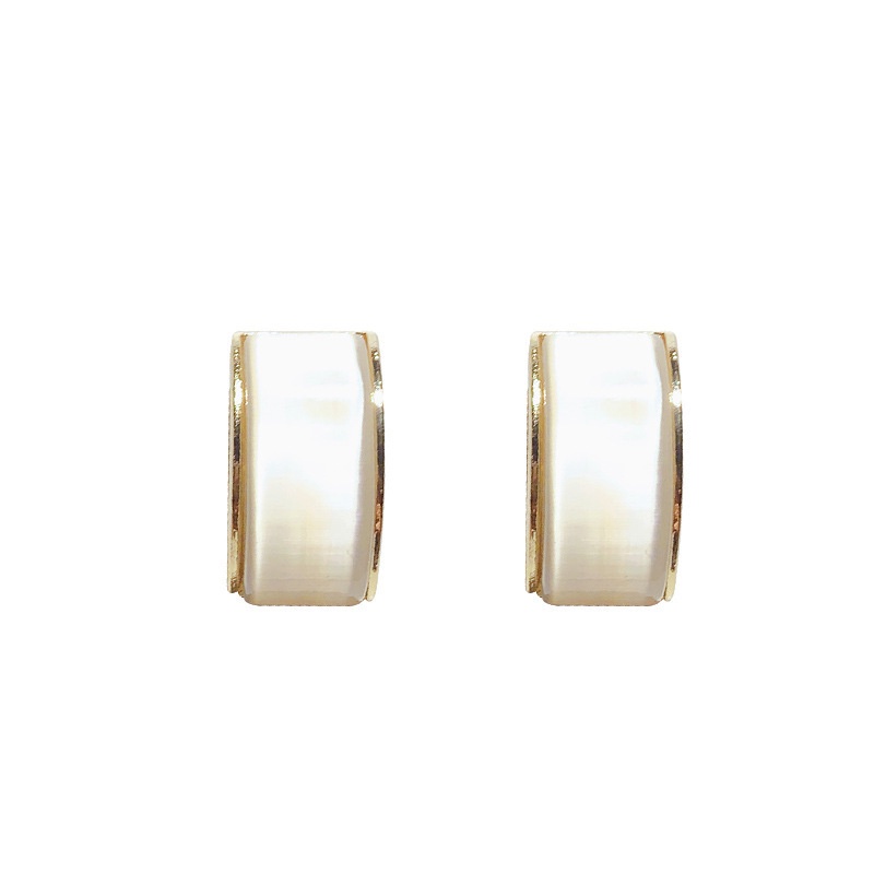 Bông Tai Mạ Bạc 925 Hình Vuông Đính Đá opal Đơn Giản Cho Nữ
