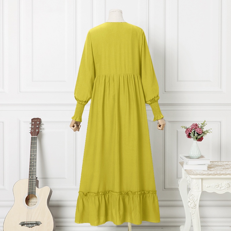 Đầm maxi ZANZEA tay dài màu trơn phong cách hồi giáo thời trang vintage cho nữ