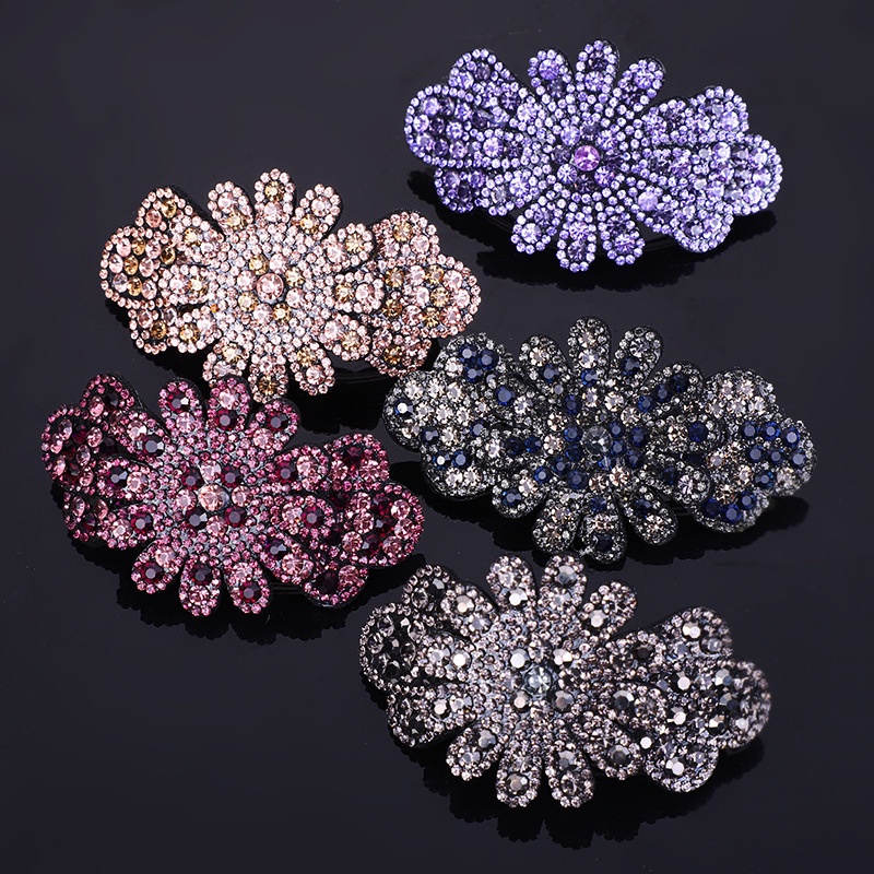 Kẹp tóc hình hoa đính kim cương giả thời trang cho nữ