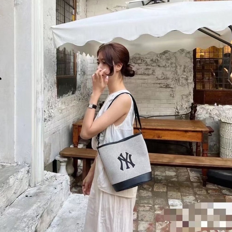 ✅  Túi Xách MLB Basic Big Logo Canvas Bucket Bag 3ABMS072N-50BKS| MẪU MỚI NHẤT 2023 | CÓ SẴN