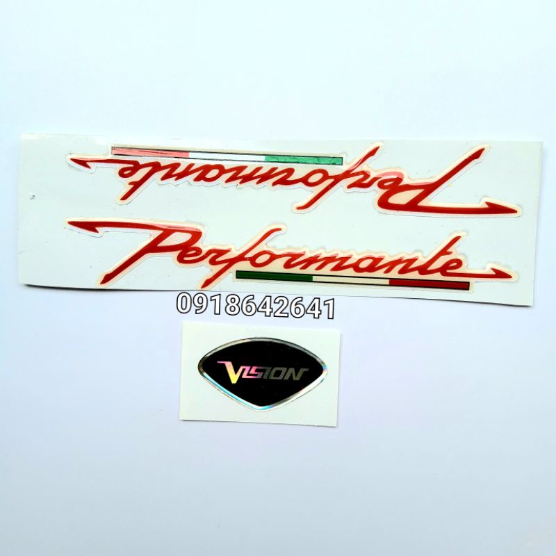 Combo tem chữ performante nổi và logo mặt nạ vision như zin đủ màu