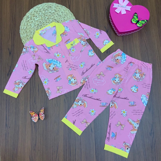 Bộ đồ ngủ Pijama vải Lụa mịn đẹp dài tay cho bé gái (12-32kg) - HIROKIDS