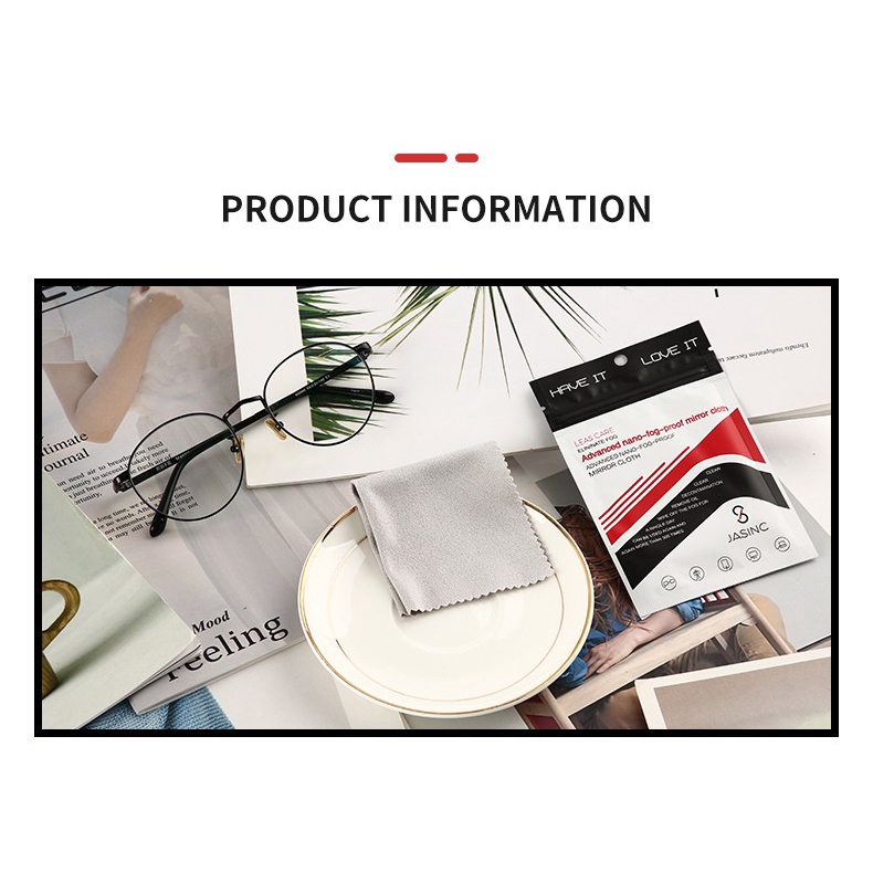 Khăn lau kính nano Jasinc cao cấp chống bám hơi nước, sương mù đa năng (phù hợp mọi loại gương, kính)