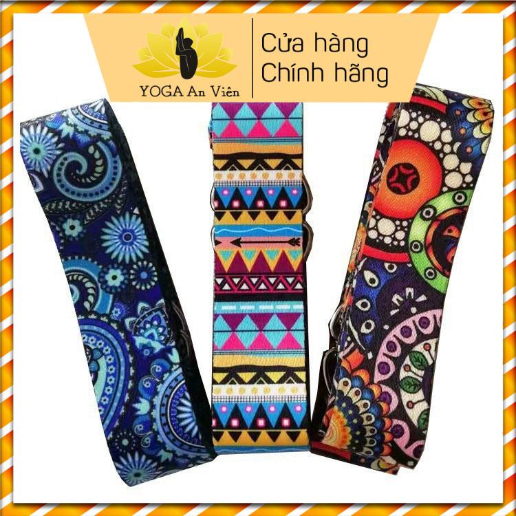 [Rẻ vô địch] Dây đai cotton tập yoga in hoa văn asana 2,5m nhiều màu sắc- Yoga An Viên