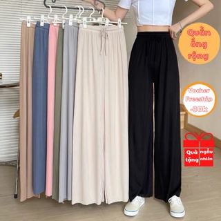Quần Ống Suông Nữ Quần Ống Rộng Chất Thun Tăm, Chất Đũi Mềm Mịn