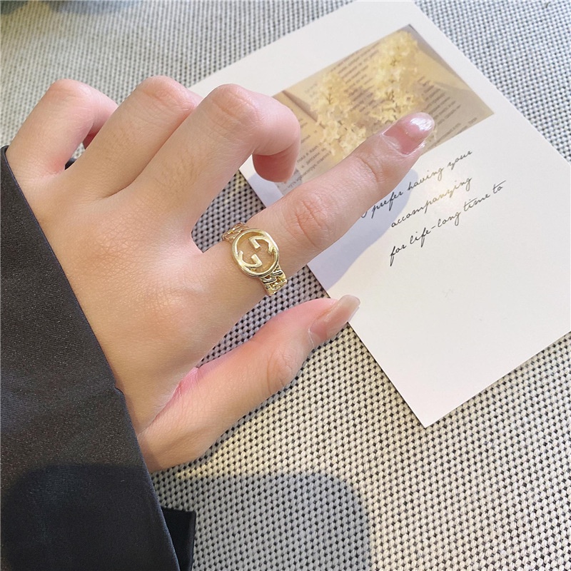 Nhẫn In Chữ  191169Nhẫn Hở Đính Đá Sang Trọng Thời Trang Dễ Phối Đồ