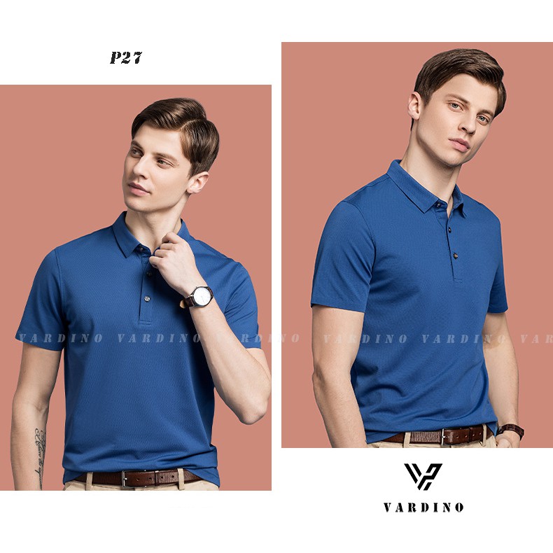 Áo phông, áo thun trơn nam cao cấp polo VARDINO cổ bẻ cotton, không nhăn, không phai thấm hút cao cấp trung niên mới p31