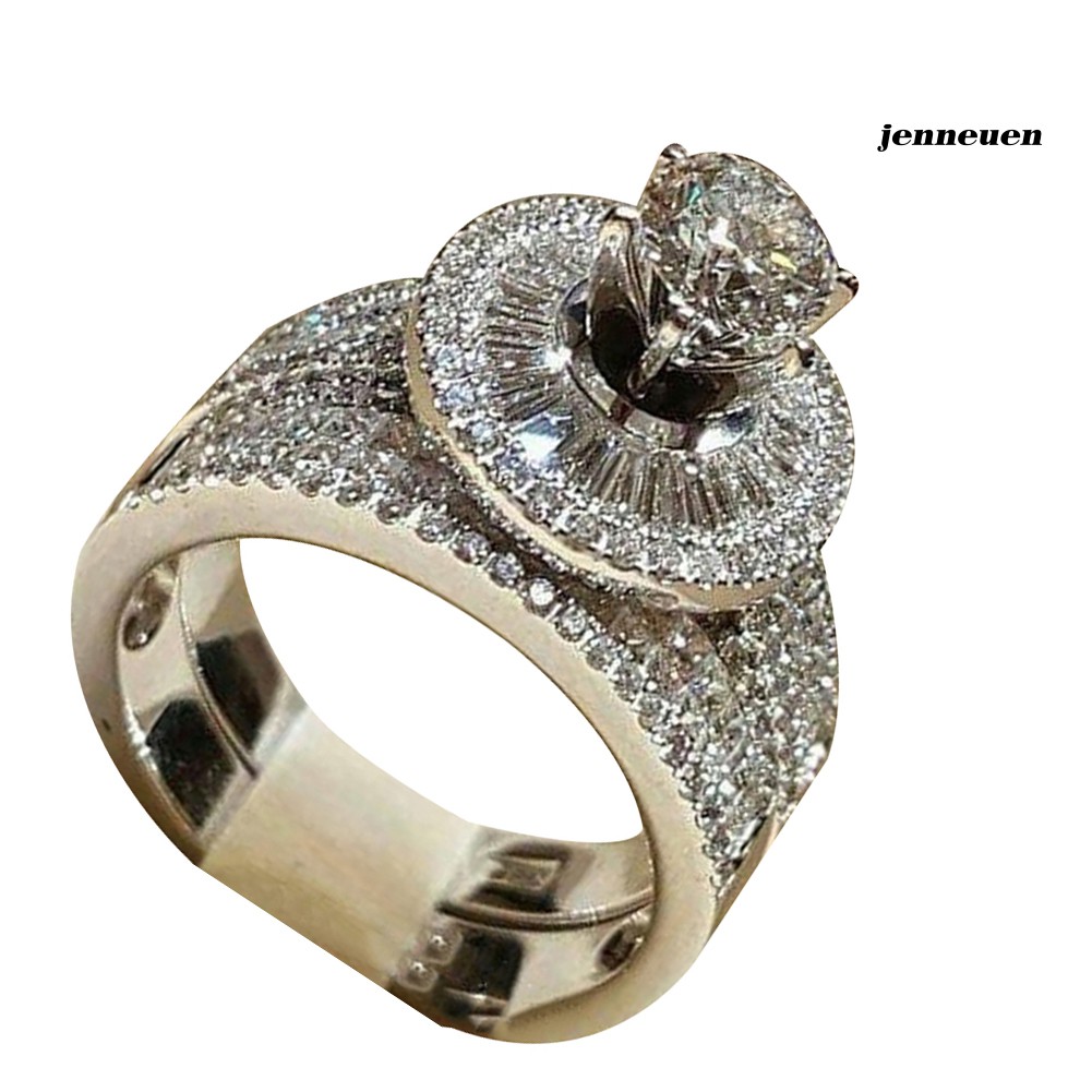 Set 2 Chiếc Nhẫn Đính Đá Zirconia Nhân Tạo Sang Trọng Thời Trang Dành Cho Phụ Nữ