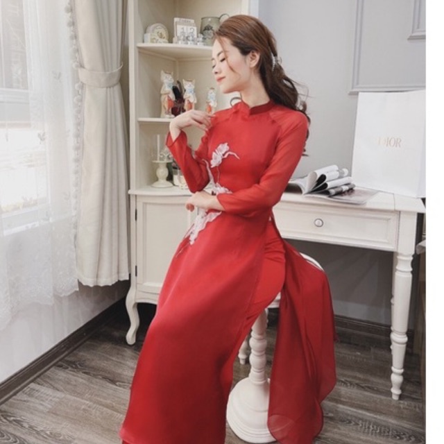 Áo dài Linh Lan tơ cao cấp LINN Design mặc cưới, ăn hỏi, mặc tết