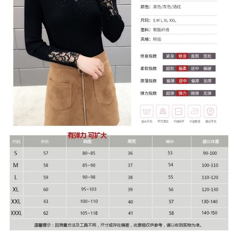 Áo sweater dệt kim tay dài cổ phối ren thời trang thu đông 2020 cho nữ