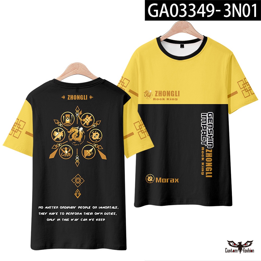 Áo Thun Tay Ngắn Cổ Tròn In Hình Zhongli Xiao Keqing 3D Thời Trang Unisex Cho Nam Và Nữ