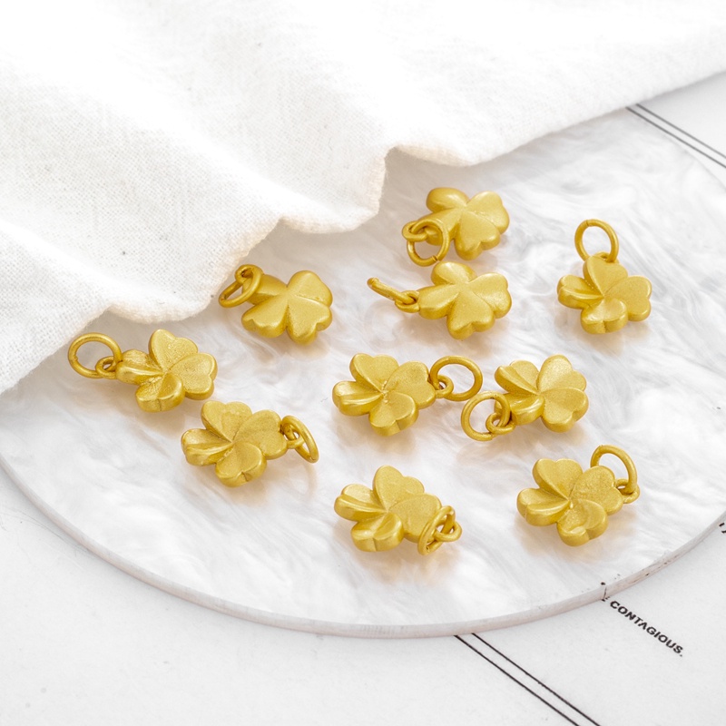 Mặt Dây Chuyền Hình Cỏ Ba Lá Màu Vàng 18K Dày 11 * 14mm diy
