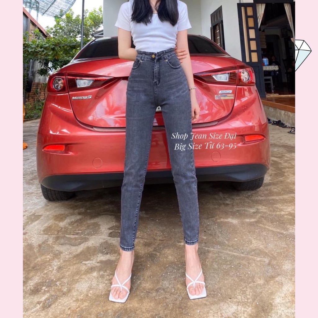 Quần Jean Bigsize Xám Râu Mèo - Lưng Cạp Cao - Co Giãn - Ảnh Nền THẬT- [Đại 52-98kg]