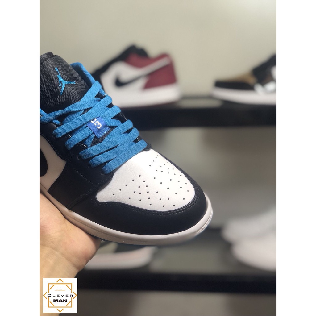 (FREESHIP+FULLBOX) Giày Thể Thao AIR JORDAN 1 Low Laser Blue (GS) đen Trắng Gót Xanh Dương Cổ Thấp Clever Man Store