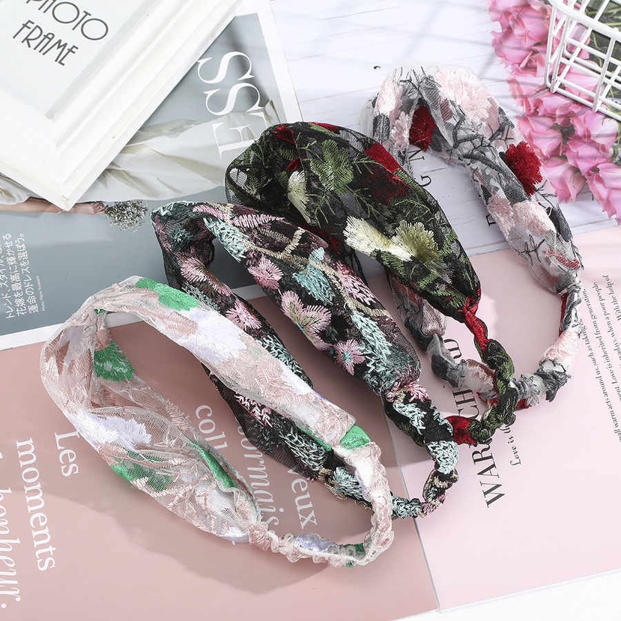 Băng Đô Ren Thêu Hình Hoa Văn Phong Cách Hàn Quốc 8 Màu Bắt Mắt Dành Cho Nữ