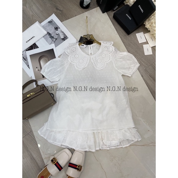 Sét Áo Cổ Sen+ Chân Váy Trắng siêu Xinh Hàng Chuẩn