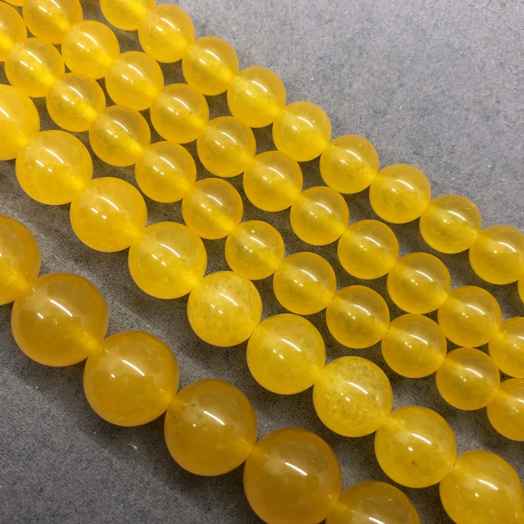 Chuỗi hạt đá Chalcedony tự nhiên màu vàng cỡ 4-12mm làm đồ trang sức thủ công