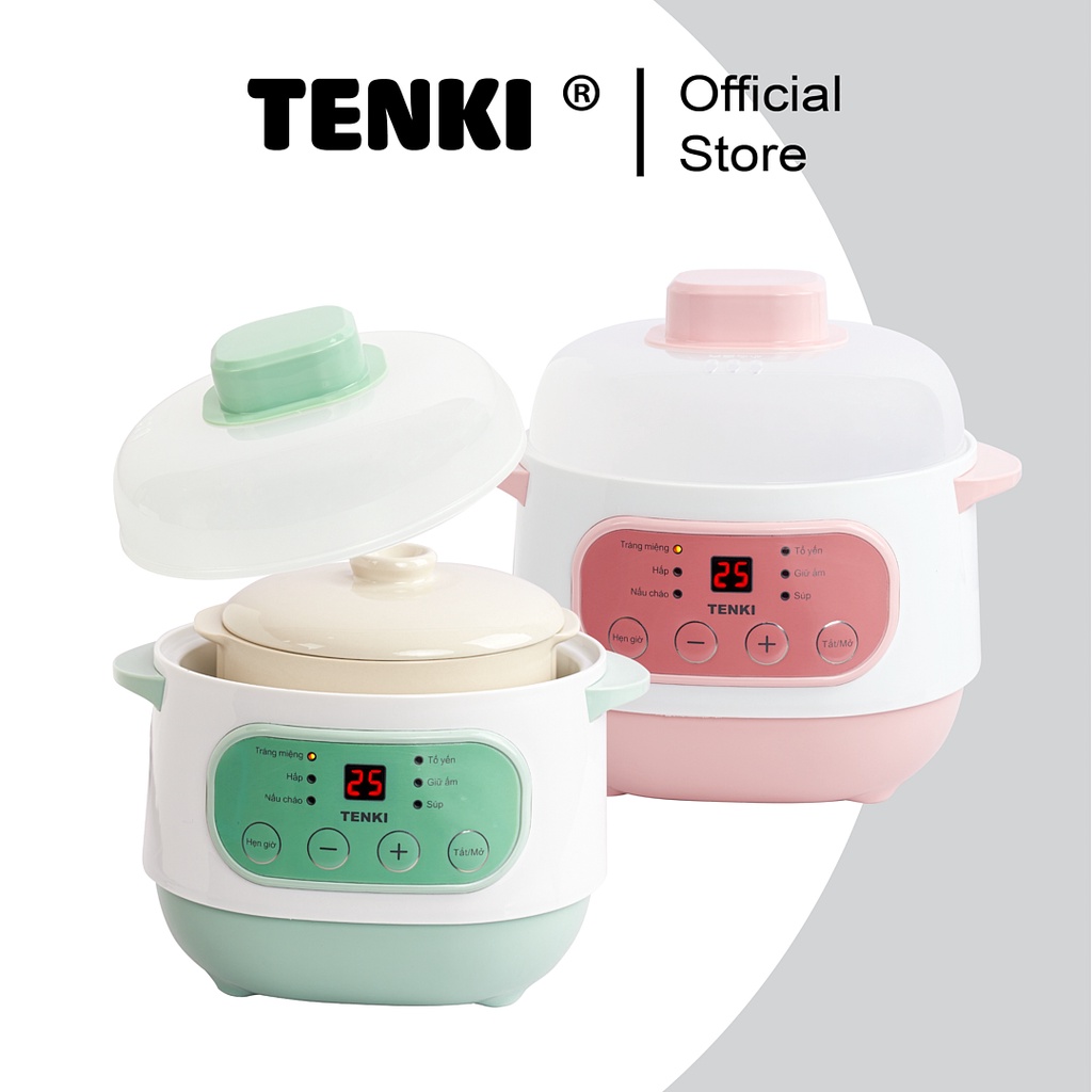 Nồi Nấu Chậm Cho Bé Ăn Dặm TENKI TI-1588, Nồi Nấu Cháo Chậm, Nồi Hầm Cách Thủy Đa Năng, Kho Cá Chậm 1L 6 Chế Độ Nấu