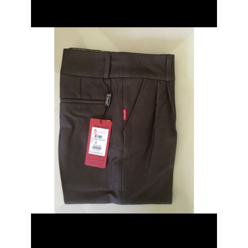 Quần 9 tấc Thái Hòa ly nổi màu nâu vải dày, co giãn