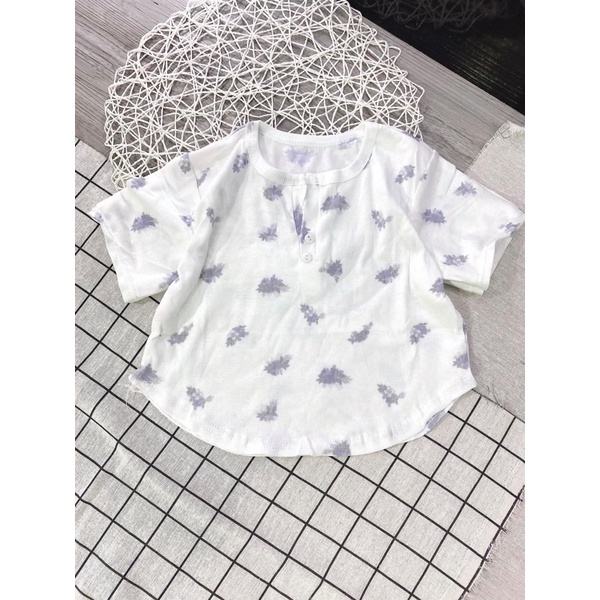 [SIÊU HOT]  Áo Croptop Kiểu Bông Hoa Nhý, Nút Bấm Với Màu Trắng Tinh Khôi