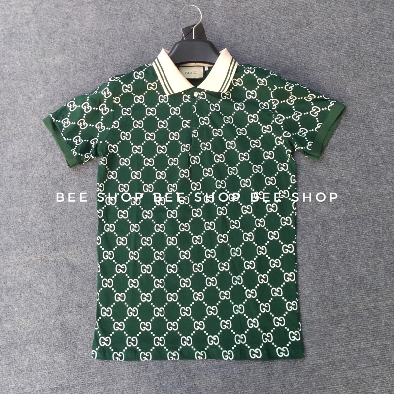 Áo polo nam nữ GG vân chữ chéo hot trend, áo phông nam cổ bẻ - Bee Shop