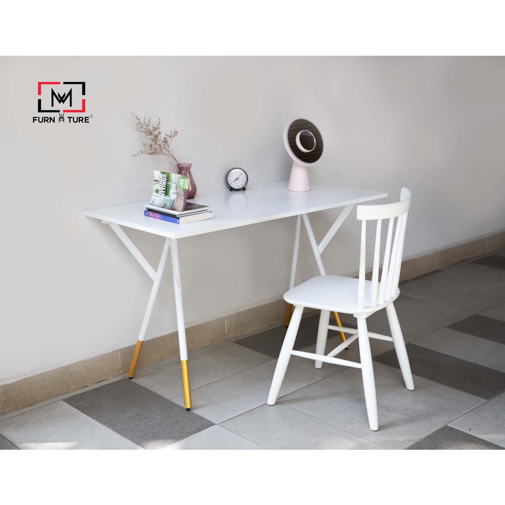 Bàn học và làm việc gỗ chân sắt sơn tĩnh điện size rộng 60cm thương hiệu MW FURNITURE - Nội thất căn hộ