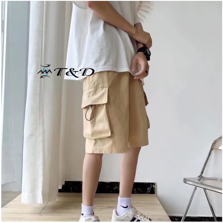 Quần short túi hộp phối logo xanh QN4 cực chất dành cho nam nữ