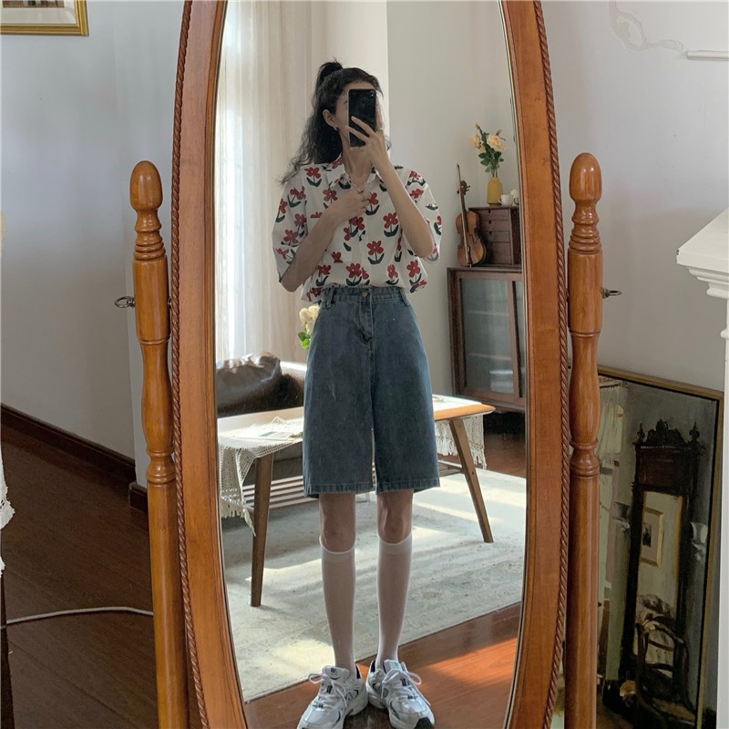 Quần jeans ống rộng cộc (Sẵn S)