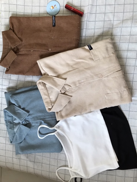 Sơ mi nhung dáng thụng oversize