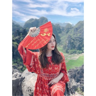 CÓ SẴN/ ORDER | Boho Style | Váy boho thổ cẩm đỏ Retro