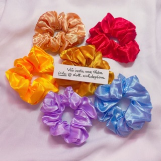 Scrunchies vải satin lụa bóng 20 màu