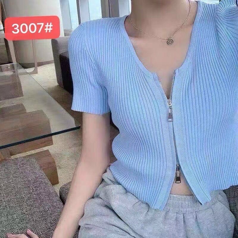 Áo Khóa Kéo 2 Đầu Cổ Tròn Sành Điệu (Khóa Kéo Điều Chỉnh)
