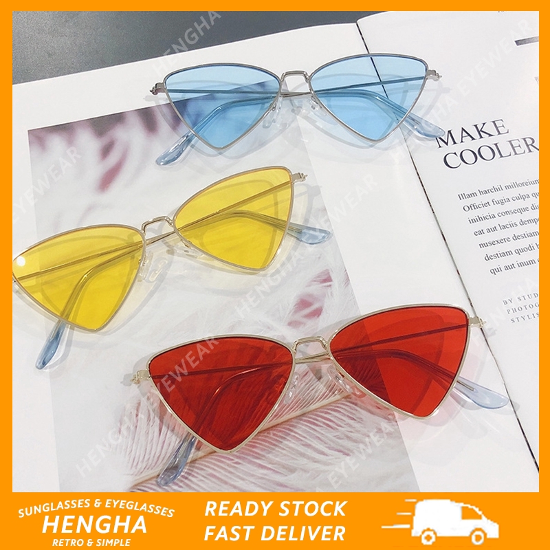 【HENGHA】【chứng khoán sẵn sàng】INS Fashion Candy Color Cat Eye Women Sunglasses Kính mát
