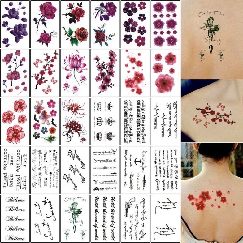 Set ,bộ,gói 30 miếng dán hình xăm nước tatoo xăm tạm thời 15 ngày mini tattoo đẹp lạ
